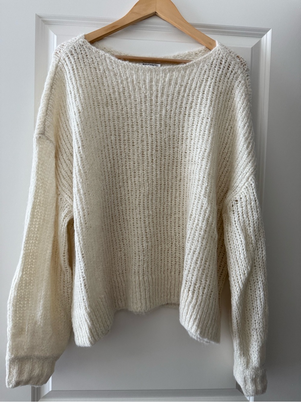Reformation Cream Loose Knit Scoop-Neck Sweater
